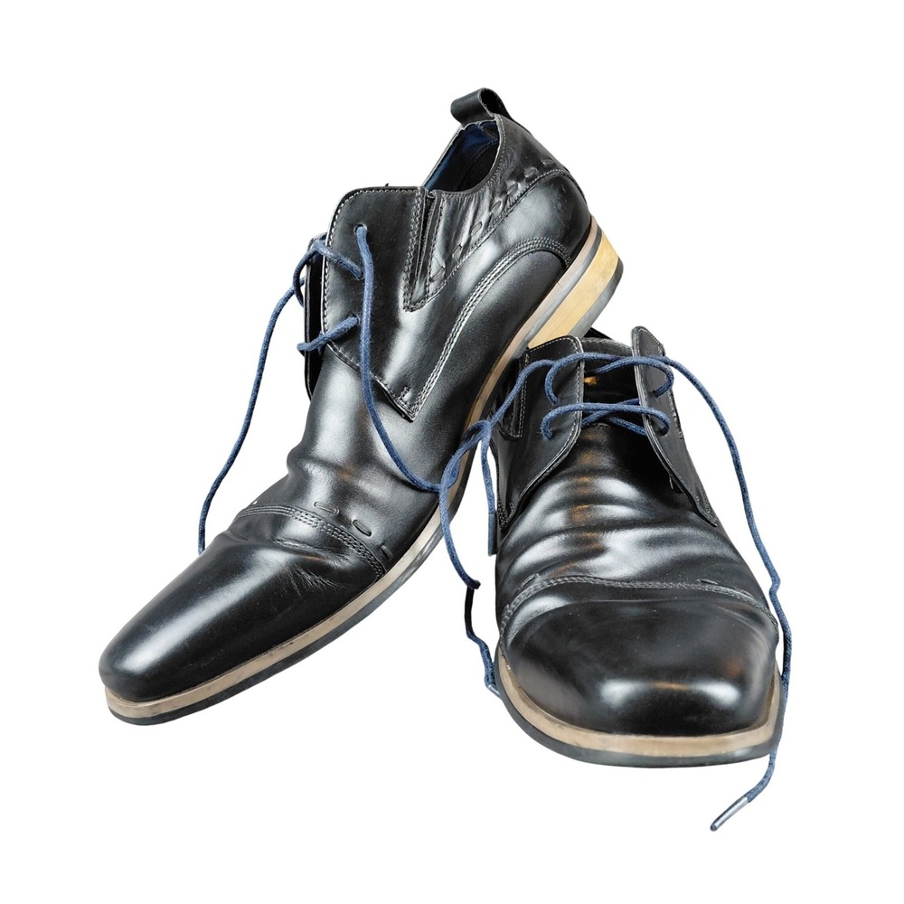 Steve Madden Capo Black Leather Cap Toe Oxford Dress Shoes Men's Size‎ 12
